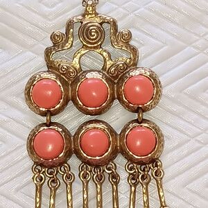 Kate Spade Gold and Coral Earrings VINTAGE Kate Spade Early 2000s Coral Cabochon